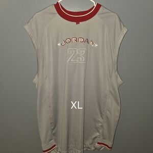 Jordan 23 Sleeveless Athletic Jersey - Gray with Red Trim